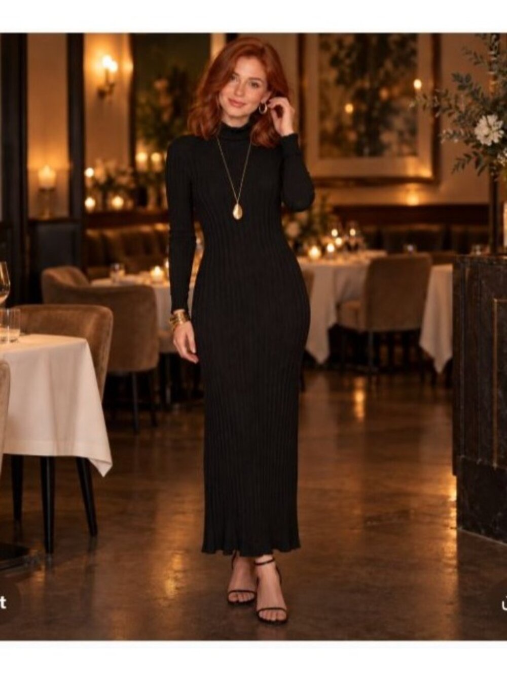 SHEIN Curve Women’s 4XL Black Ribbed Turtleneck Bodycon Midi Maxi Dress Office